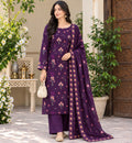 Women's Deep Purple Floral Embroidered 3-Piece Suit with Dupatta-unstitch