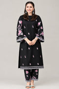 Women's Black Floral Embroidered 2-Piece Suit – Saira Collection - unstitch