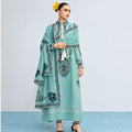Women's Mint Green Embroidered 3-Piece unstitch Suit with Dupatta